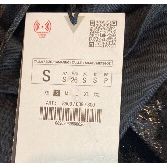 Zara Womens Mini Tied Halter Dress S Black Shiny Velvet Open Back 8909/039 NWT - Picture 7 of 11